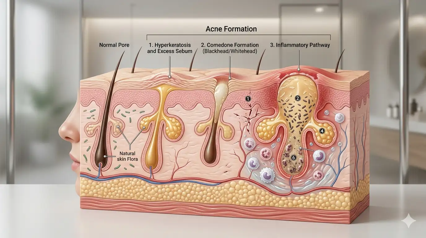 How Acne developed Skin Cross section