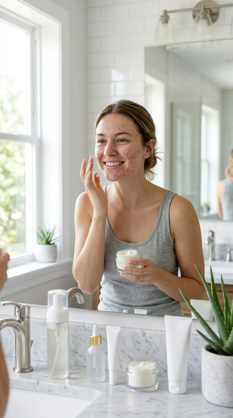 Applying Anti-Acne Serum on Face-B A female applying Anti Acne Cream on her Face